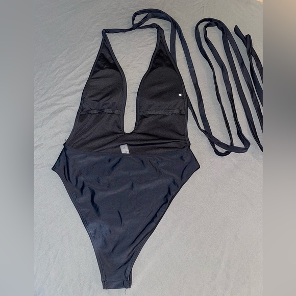 Multi-way Women’s One Piece Swimsuit High Waist Bikini with Tie Medium, Black - Picture 9 of 12